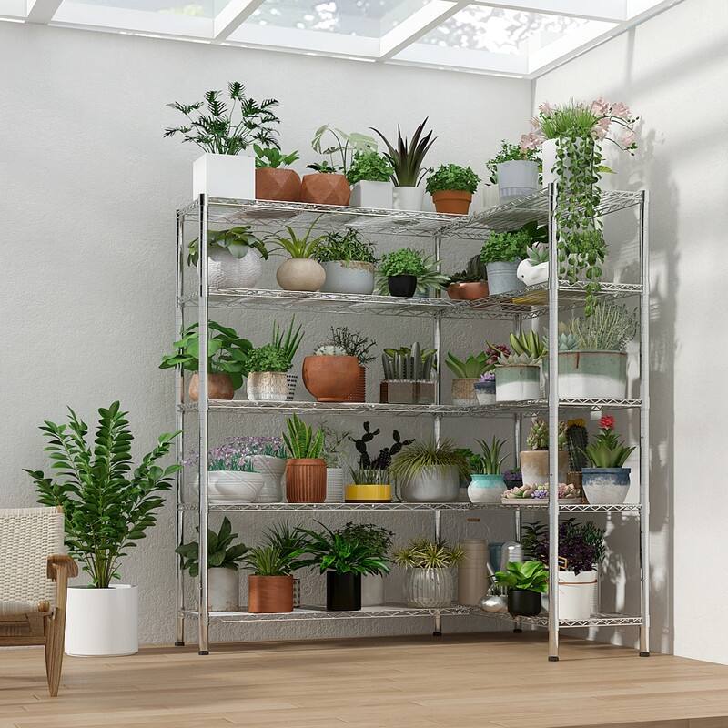 4-Tier Steel Height -Adjustable Storage Rack Heavy Duty Shelving Unit