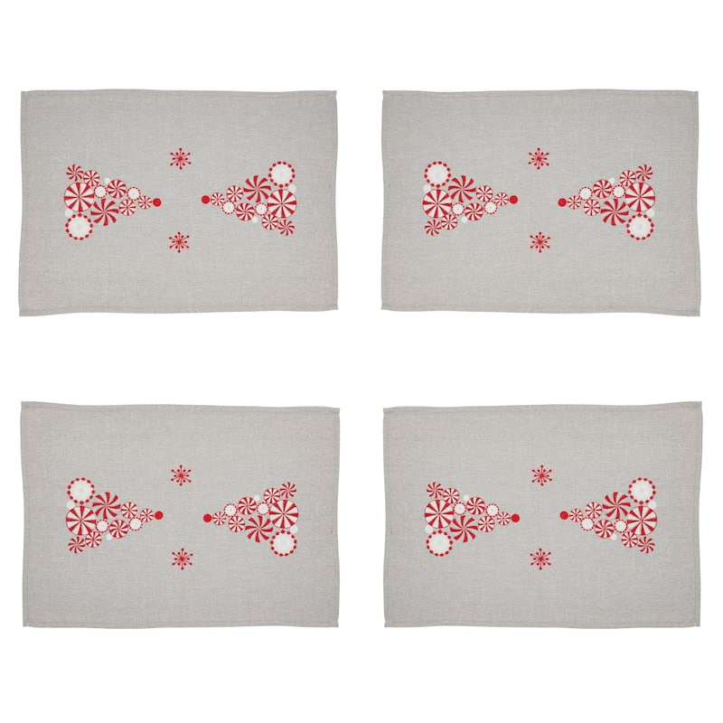 Peppermint Design Christmas Tree Placemats (Set of 4)