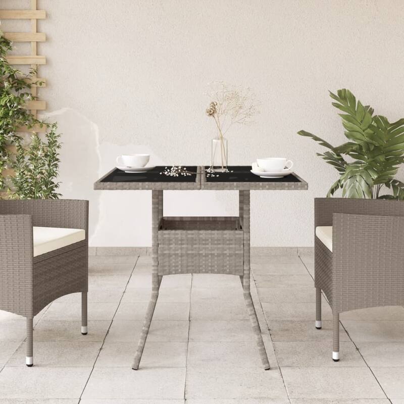 vidaXL Garden Table Light Grey PE Rattan Medium UV-resistant materials - 31.5 x 31.5 x 29.5