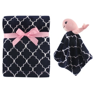 Hudson Baby Infant Girl Plush Blanket with Security Blanket, Girl Whale, One Size - Girl Whale - One Size