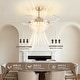 preview thumbnail 6 of 8, 48" Smart Gold Retractable Ceiling Fan with LED Light&Shell Crystal Shade - 48''