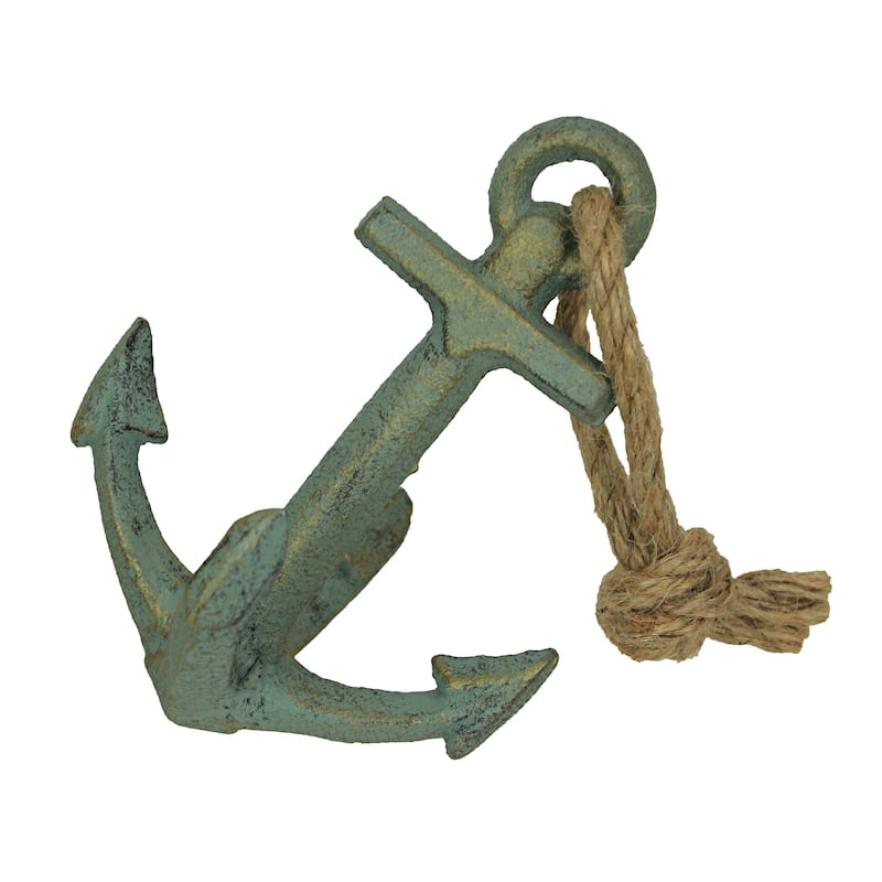 Set Of 2 Cast Iron Ship Anchor Bookends Nautical Home Decor Sculptures - 4.75 X 4.5 X 3.25 inches