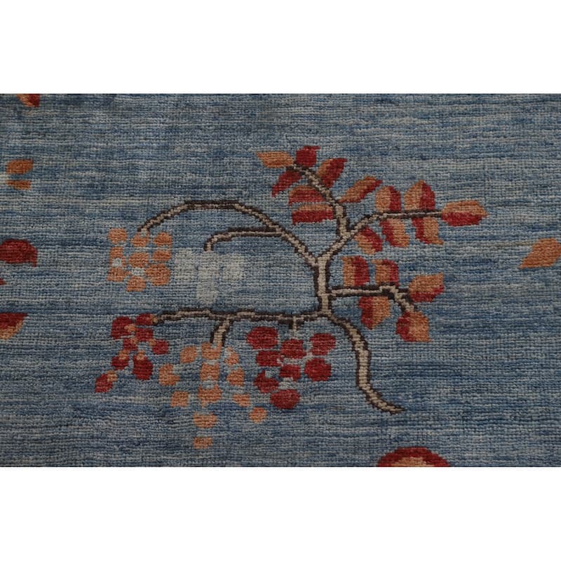 Hand Knotted Oriental 100% Wool Carpet Traditional Floral Navy Blue & Blues Art Deco Area Rug - 11' 8'' X 8' 10''