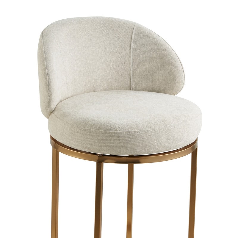 Spruce & Spring Chloe Upholstered Swivel Counter Bar Stool with Metal Frame and Arched Back