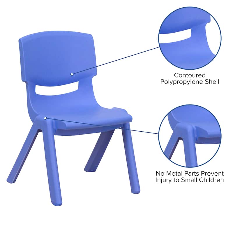 2 Pack Plastic Stackable Preschool Chair with 10.5" Seat Height - 14"D x 12.5"W x 20"H