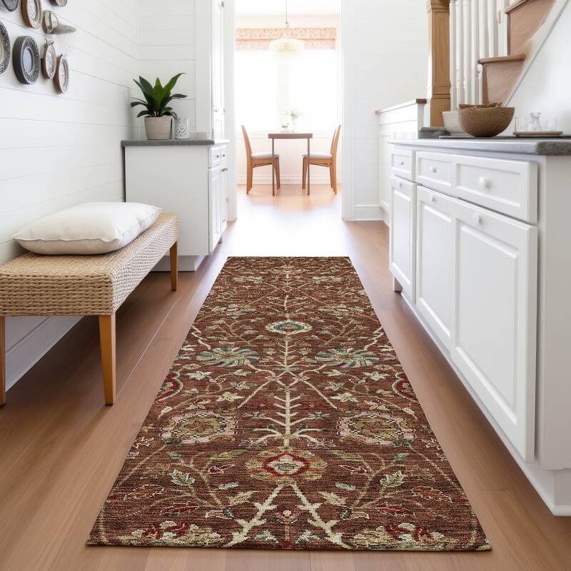 Premium Washable Super Soft Traditional Persian Mayfield Rug - Paprika - 2'3" x 7'6"