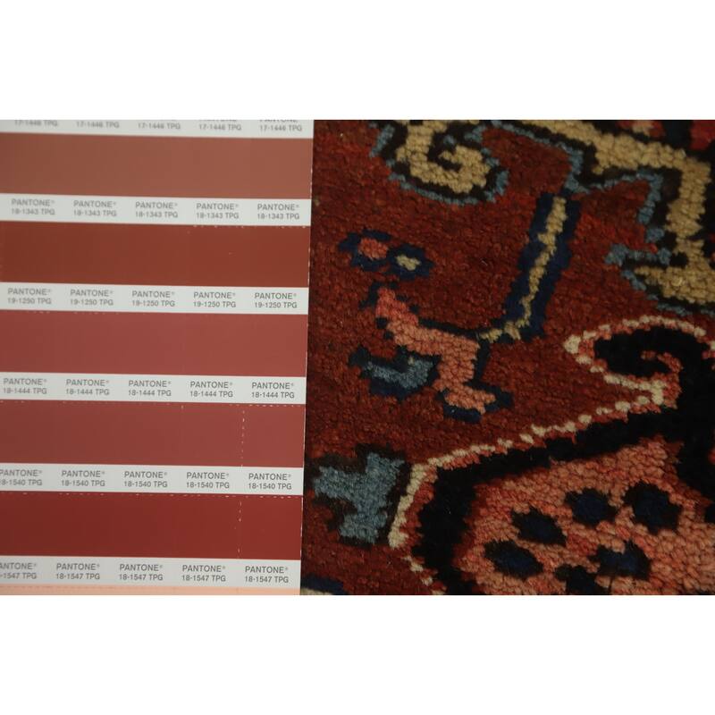Hand Knotted Oriental 100% Wool Carpet Traditional Medallion Oranges & Rust Heriz Area Rug - 10' 3'' X 7' 1''