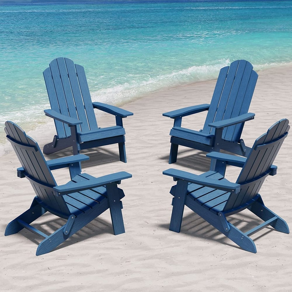 WINSOON All Weather HIPS Outdoor Folding Adirondack Chair Set of 4