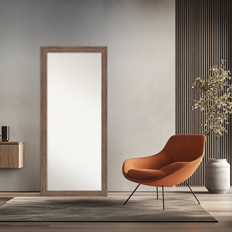 Pia Non-Beveled Framed Full-Length Floor Leaner Mirror - Pia Medium Brown - 29 x 65 in