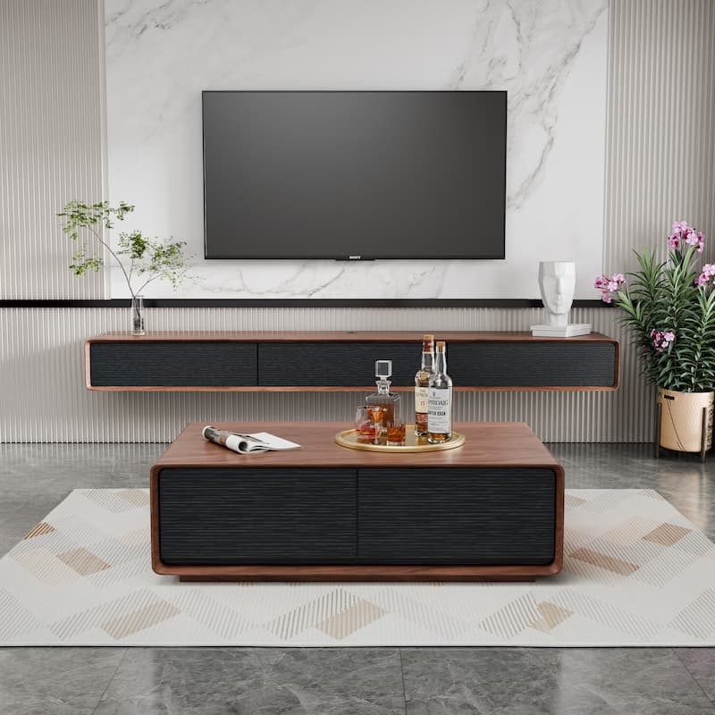 Modland 47" Handmade Modern Coffee Table with 4 Drawers & Rounded Corners - 47.24