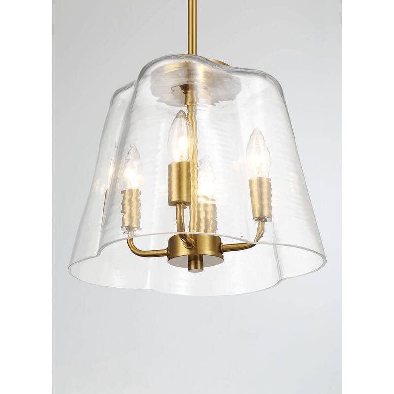 Four Candle Lights Pendant With Clear Glass - Black Finish