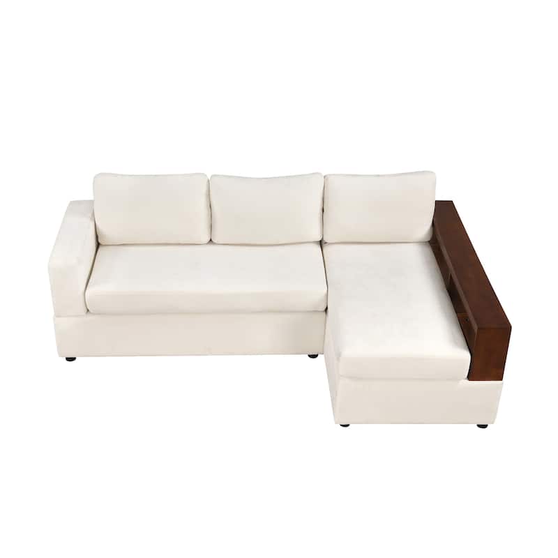 Christopher Knight Home - 87.4" L-Shaped Sectional Sofa with Reversible Armrests and Integrated Chaise Lounge