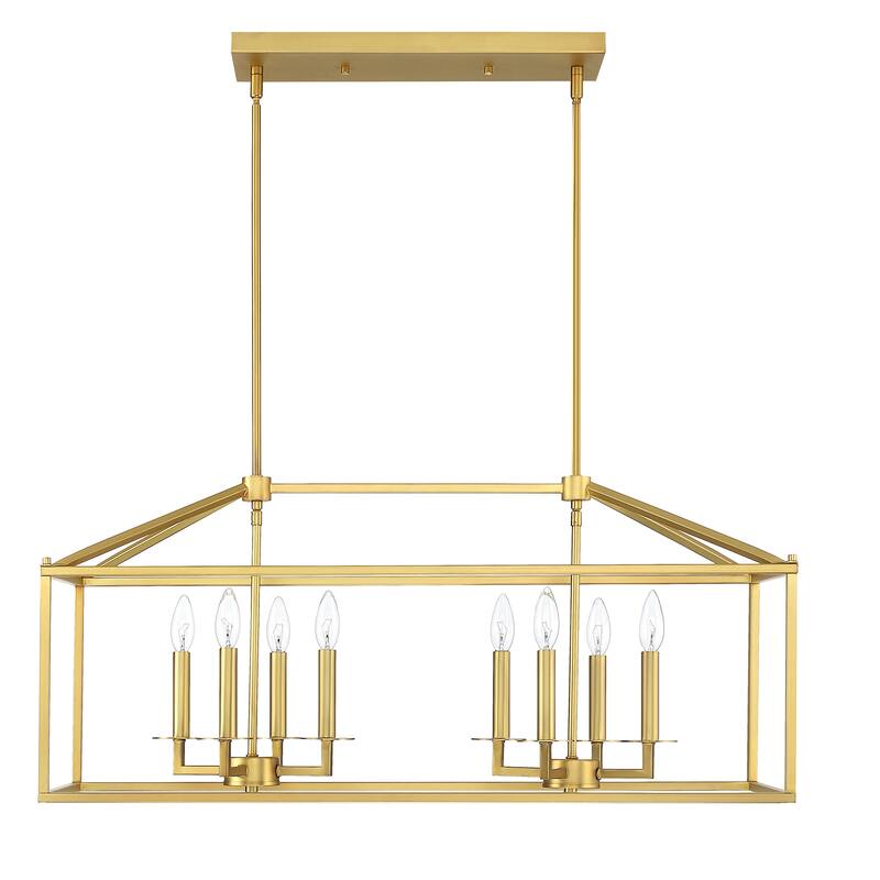 8-Light Pendant with Matte Black Finish and Steel Cage Shade