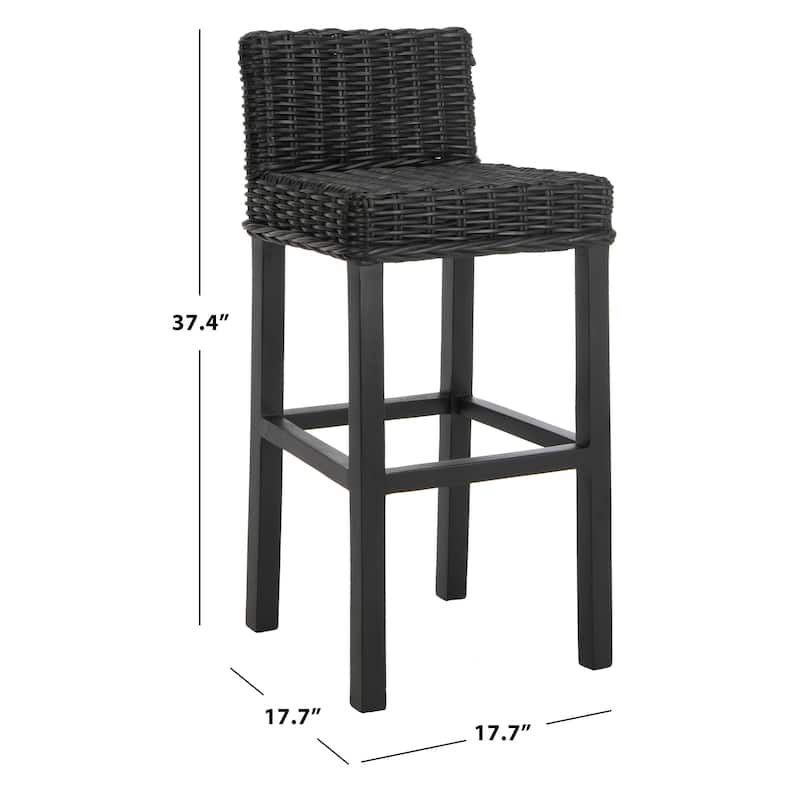 SAFAVIEH 29.5-inch Cypress Black Bar Stool - 17.7" x 17.7" x 37.4"