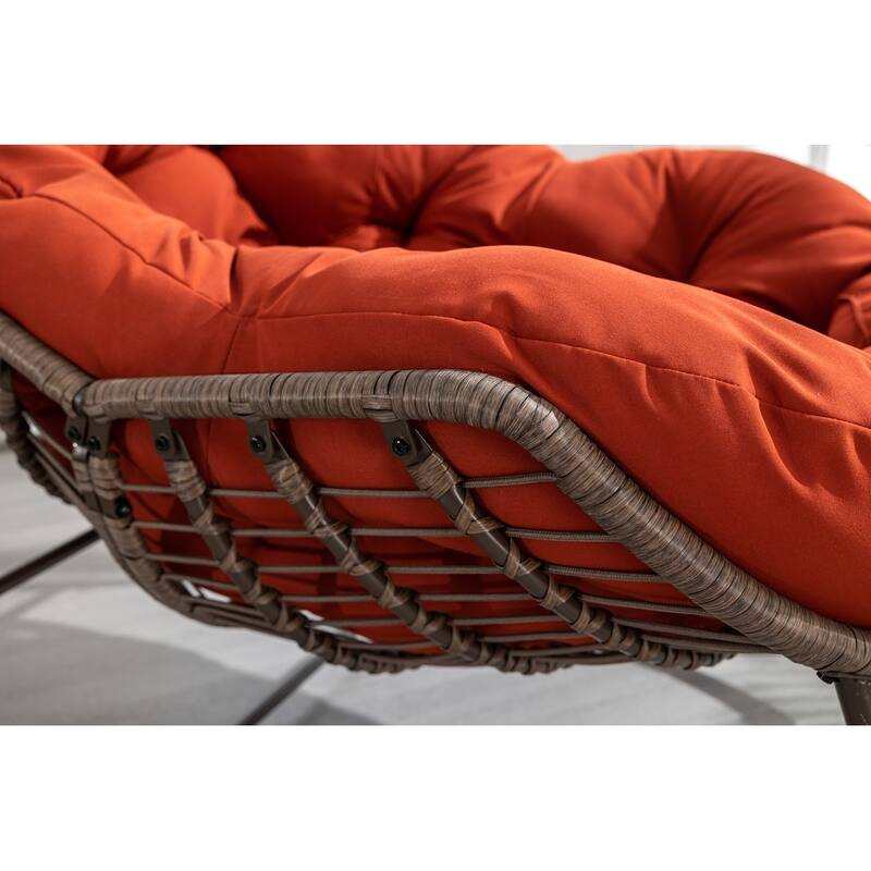 Rocker Recliner Chair Rattan Rocking Chair with Padded Cushion