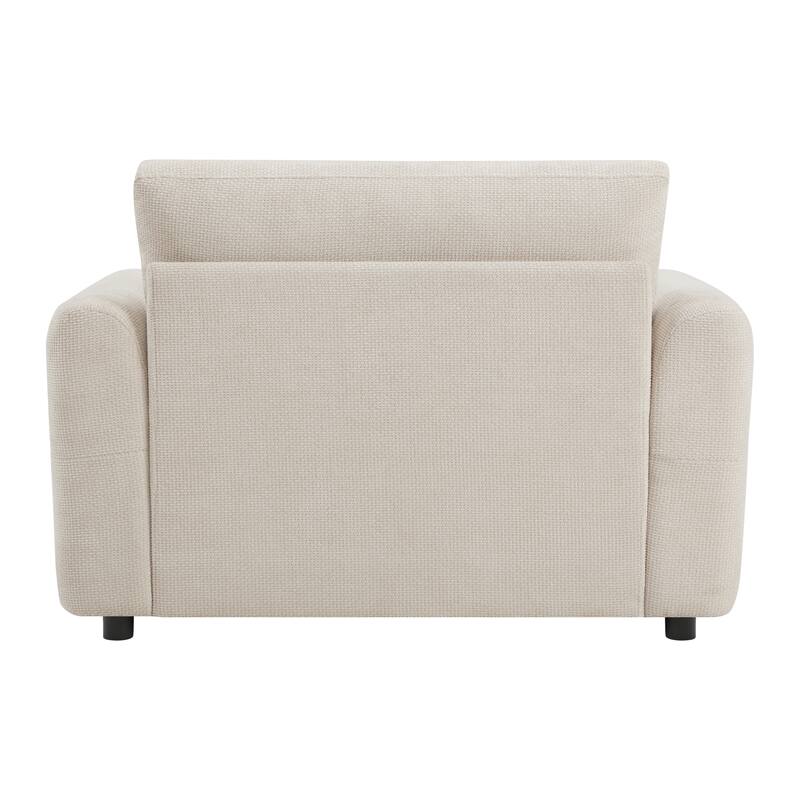 Single Sofa Chair with Dual-Port Charger, Chenille Tufted Upholstered Lounge Chair, Comfy High-Density Foam Armchair