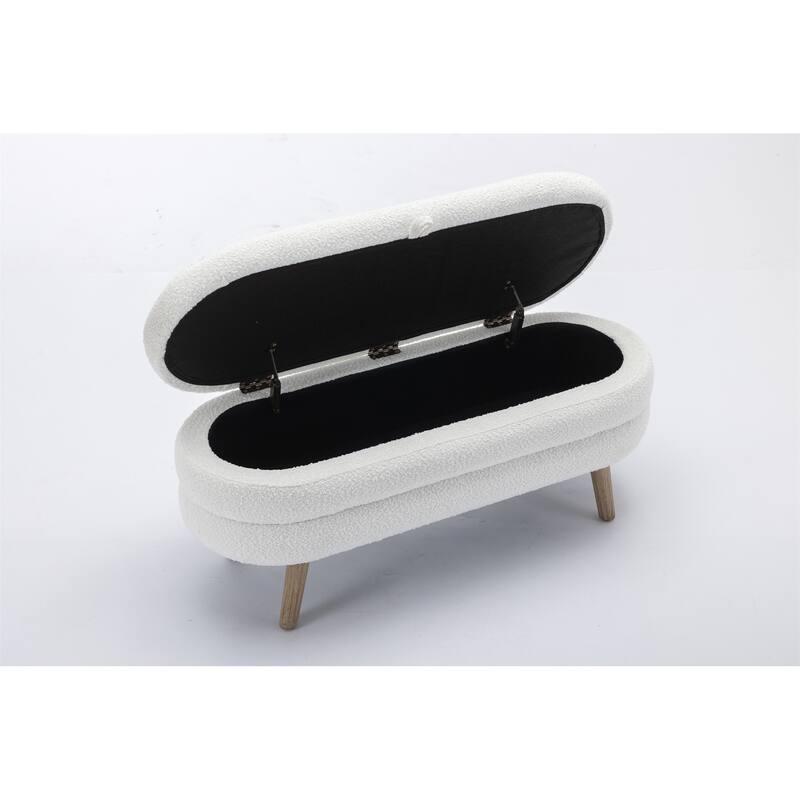 Boucle Fabric Storage Bench