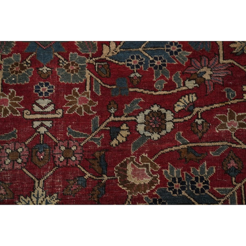 Hand Knotted Oriental 100% Wool Carpet Traditional Geometric Red Sarouk Area Rug - 14' 6'' X 11' 0''