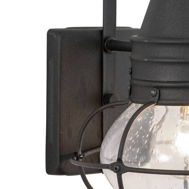 Chatham 1 Light Black Coastal Outdoor Wall Lantern Clear Glass - 8-in W x 13.5-in H x 8.5-in D