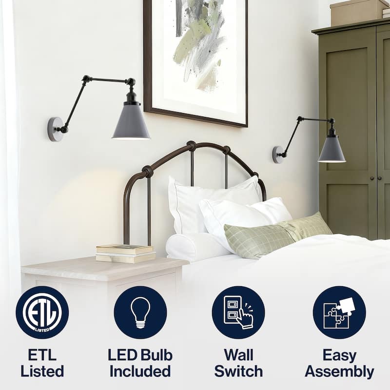 Rover 7" Adjustable Arm Metal LED Wall Sconce by JONATHAN Y