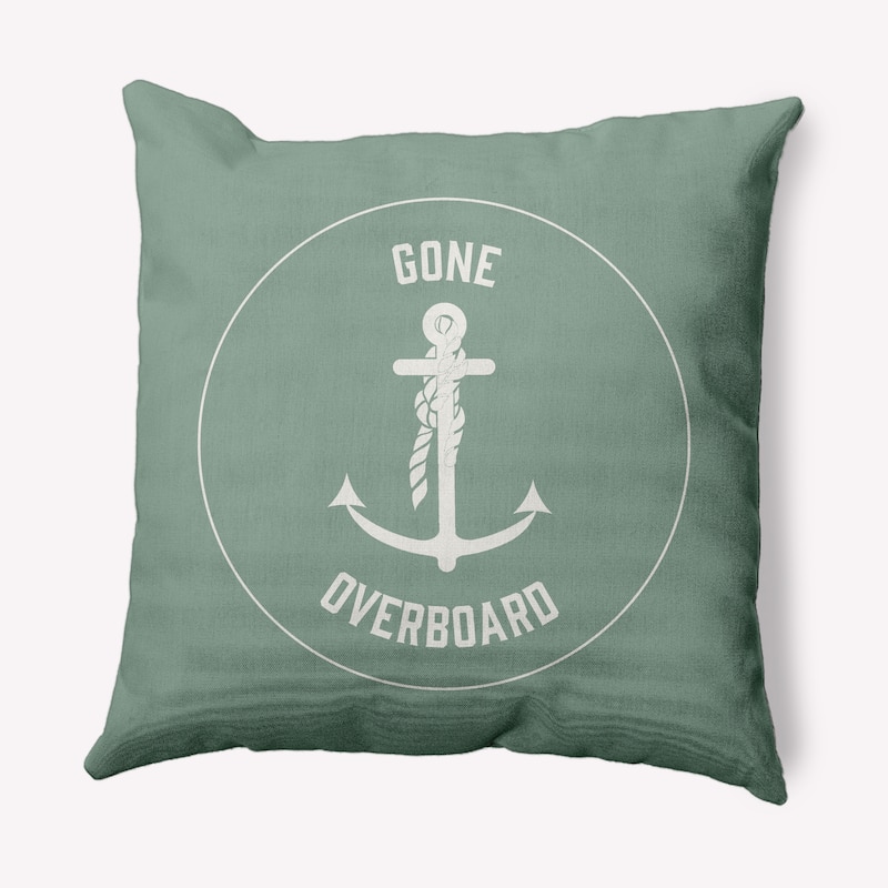 Gone Forever Overboard Nautical Decorative Indoor Pillow - Sage - 18" x 18"