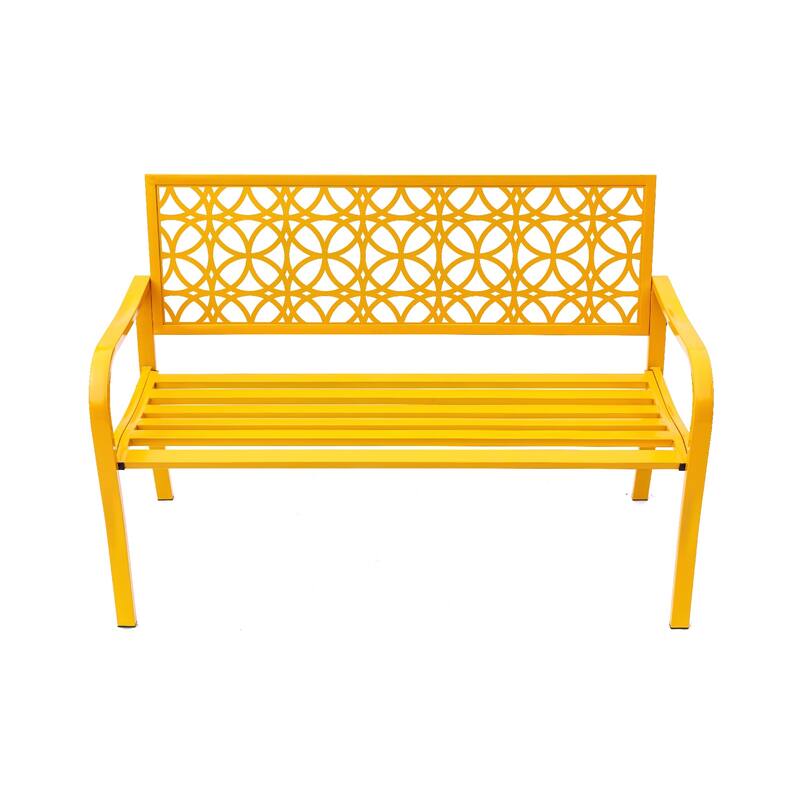 Steel Outdoor Garden Bench - 50" - Yellow