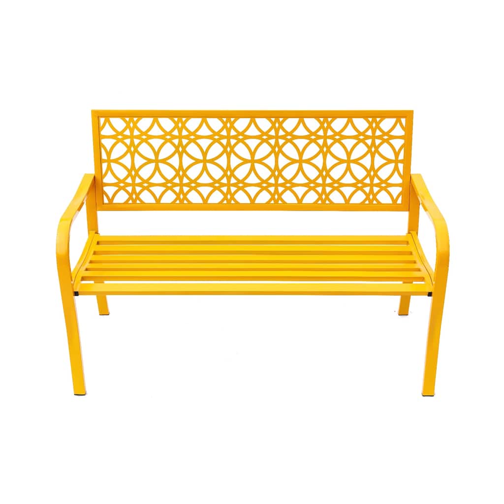 Steel Outdoor Garden Bench - 50" - Yellow
