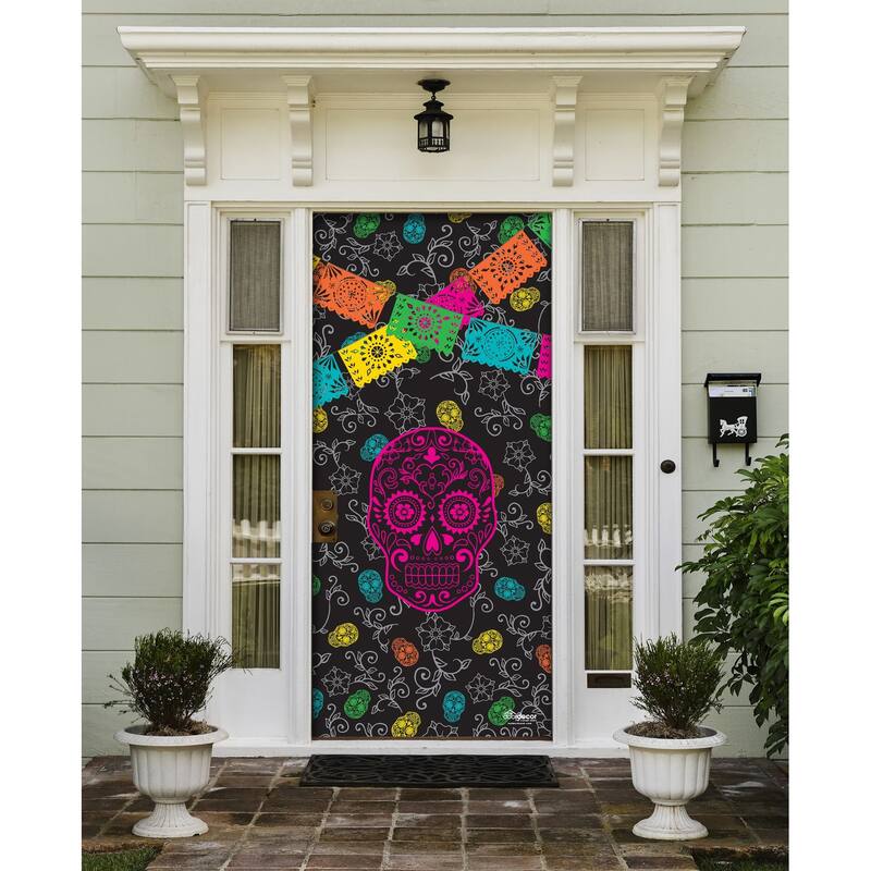 36"x80" Black Pink Day of the dead Halloween Banner Mural Sign Decor