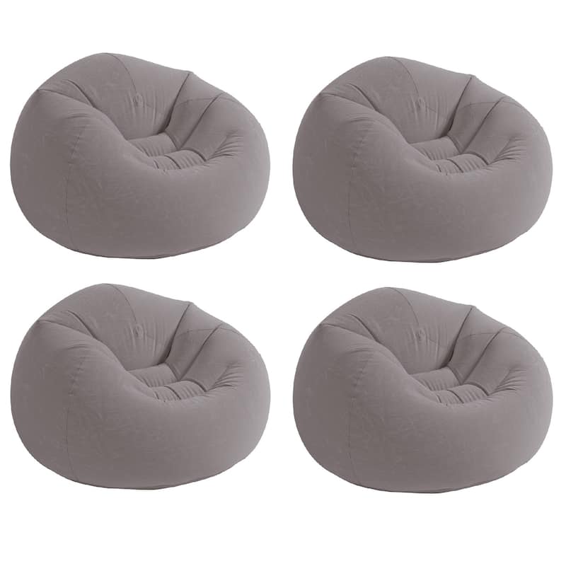 Intex Inflatable Contoured Corduroy Beanless Bag Lounge Chair, Gray (4 Pack) - 5.5