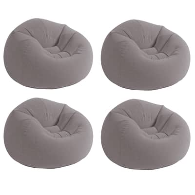 Intex Inflatable Contoured Corduroy Beanless Bag Lounge Chair, Gray (4 Pack) - 5.5