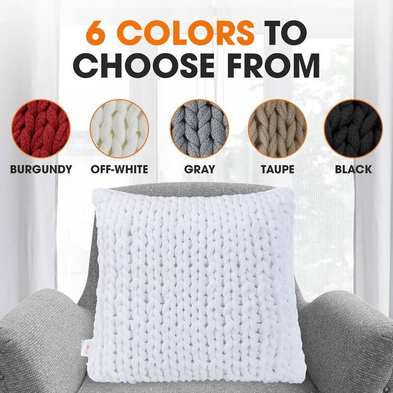 Cheer Collection Chunky Cable Knit 18"x18" Decorative Couch Throw Pillow