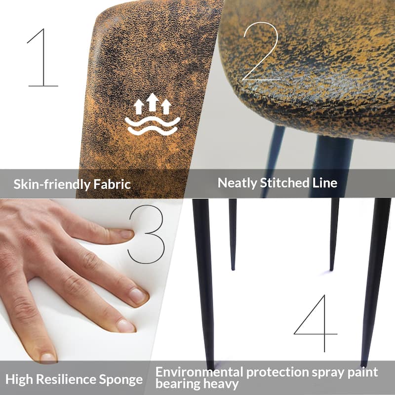 4 Piece Dining Chair Set Modern Kitchen Chairs with Black Metal Legs