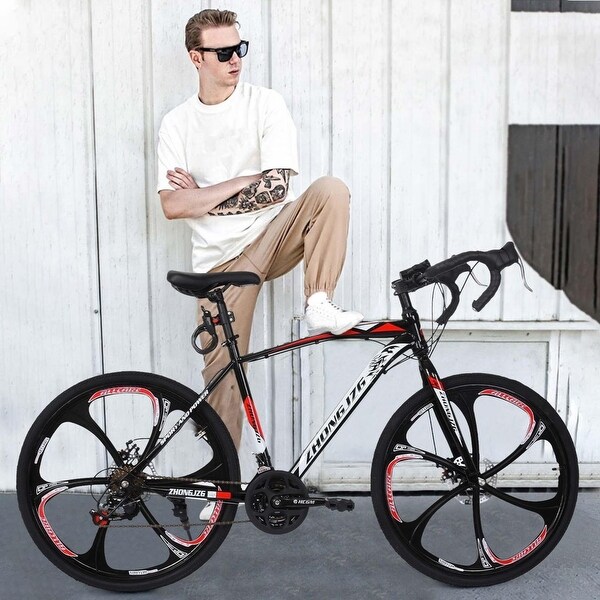 Dual Disc Brake Road Mountain Bike Steel Frame Adult Bike 21 Speed