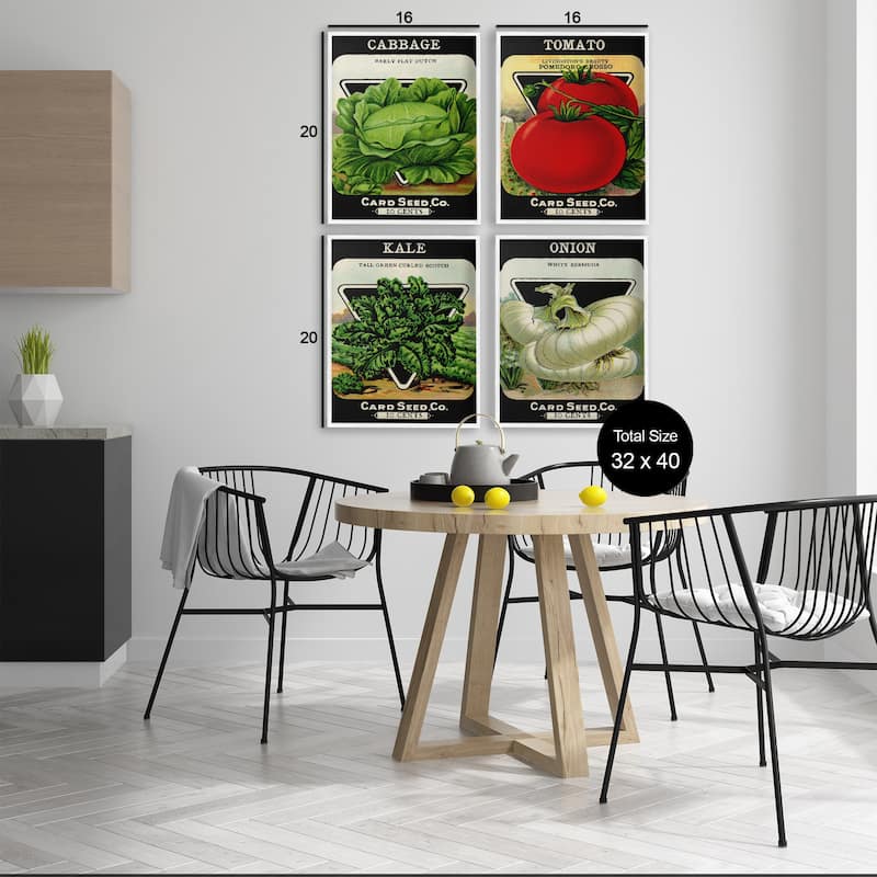 Stupell Vintage Garden Cabbage Framed Giclee Art Design By Lil' Rue (Set of 4)