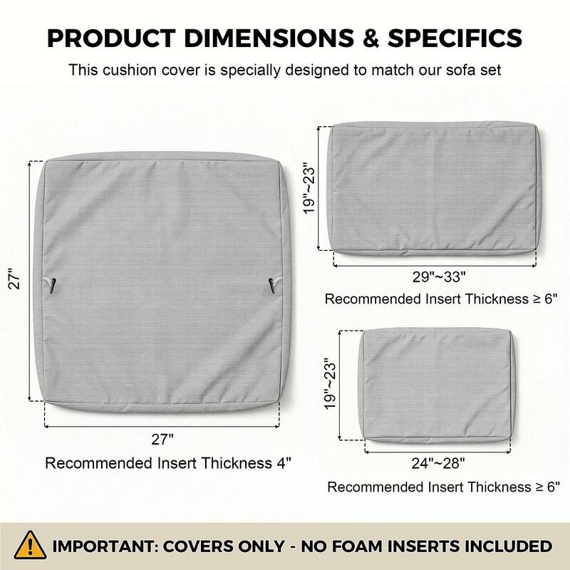 FINCATI 27" × 27" Sectional Cushion Slipcover, Outdoor Cushion Replacement Cover, Patio Seat Cover 27 Inches (COVER ONLY!)