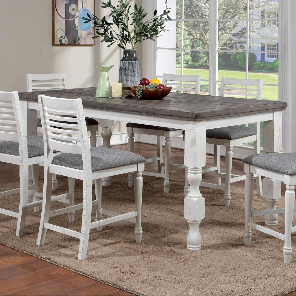 Furniture of America Ionessa Rustic Antique White 79-inch Counter Height Table