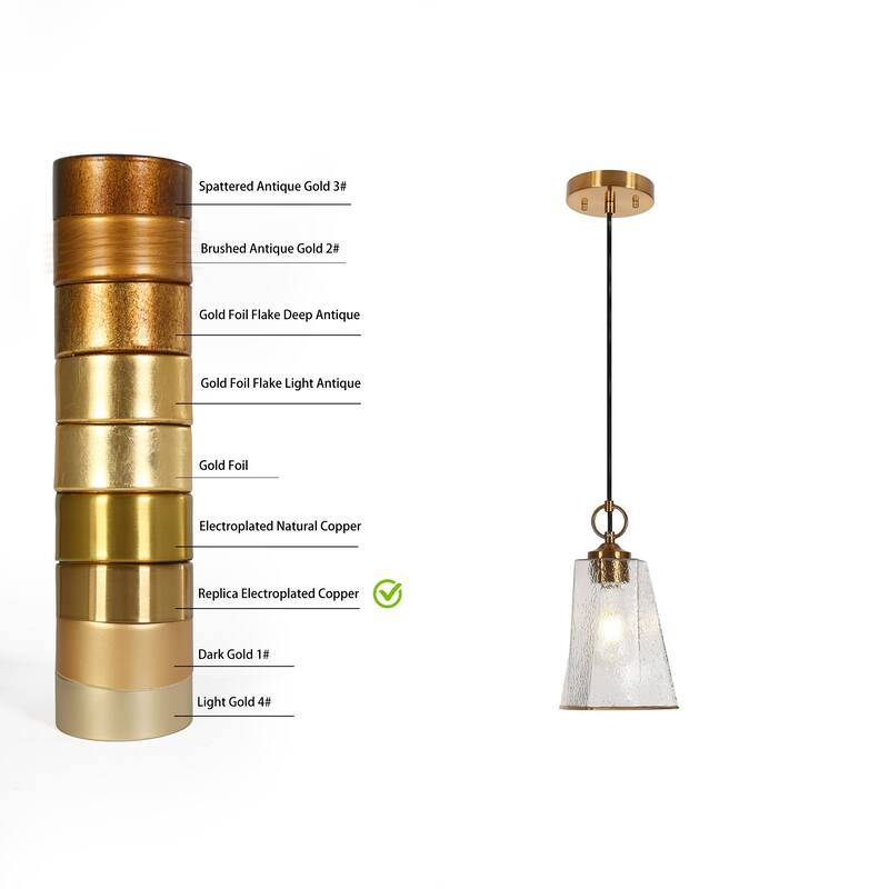 Modern 1-Light Teardrop Gold Pendant Light for Kitchen Island with Textured Glass Shade