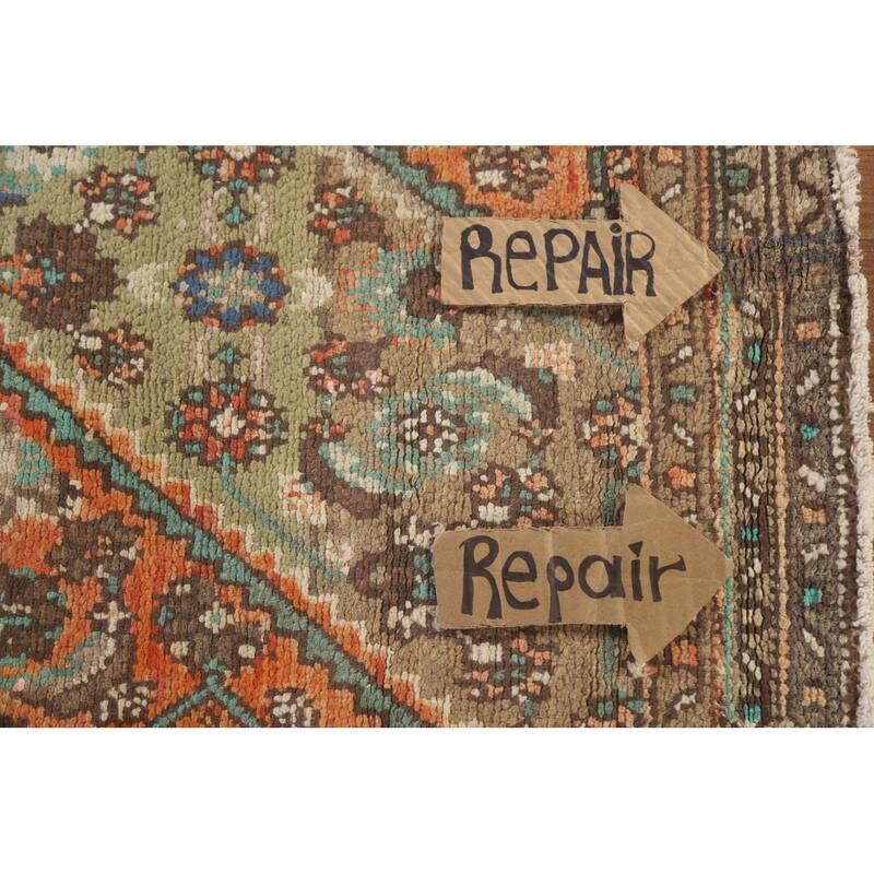 Hand Knotted Oriental 100% Wool Carpet Traditional Medallion Oranges & Rust Hamedan Area Rug - 8' 6'' X 5' 0''