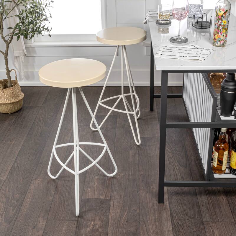 Chronos 30" Modern Industiral Iron Tripod Backless Bar Stool, by JONATHAN Y