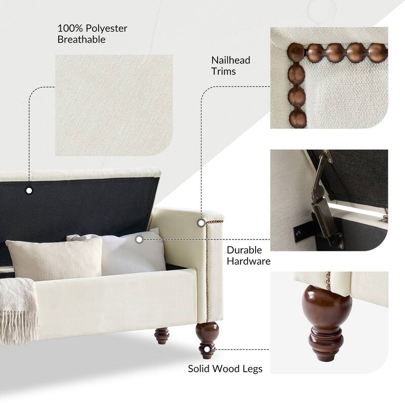 Poncio Storage solid wood legs Bench by HULALA HOME
