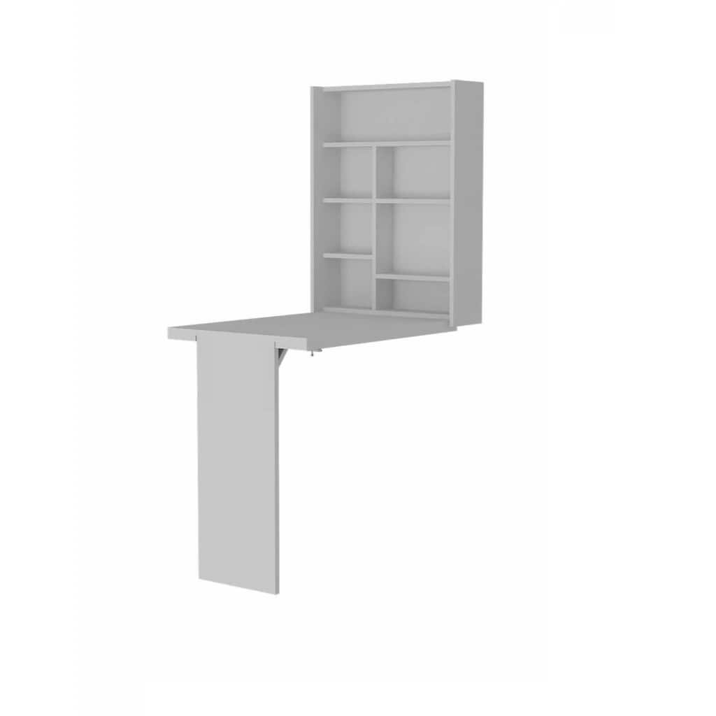 24" Wall-Mounted Writing Desk in Glossy Space-Saving Modern Workstation for Home Office or Bedroom