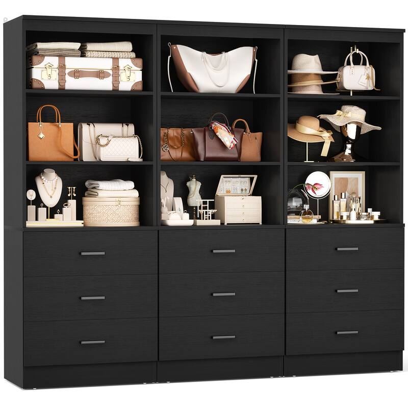23.6" W Closet System with 3 Wooden Drawers and Storage Shelves, 2FT Sturdy Walk-in Organizer Storage Unit
