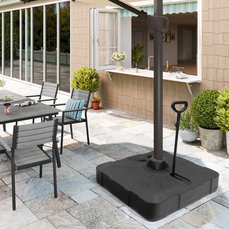 Pellebant 300 lbs Patio Cantilever Umbrella Base with Wheels and Rod