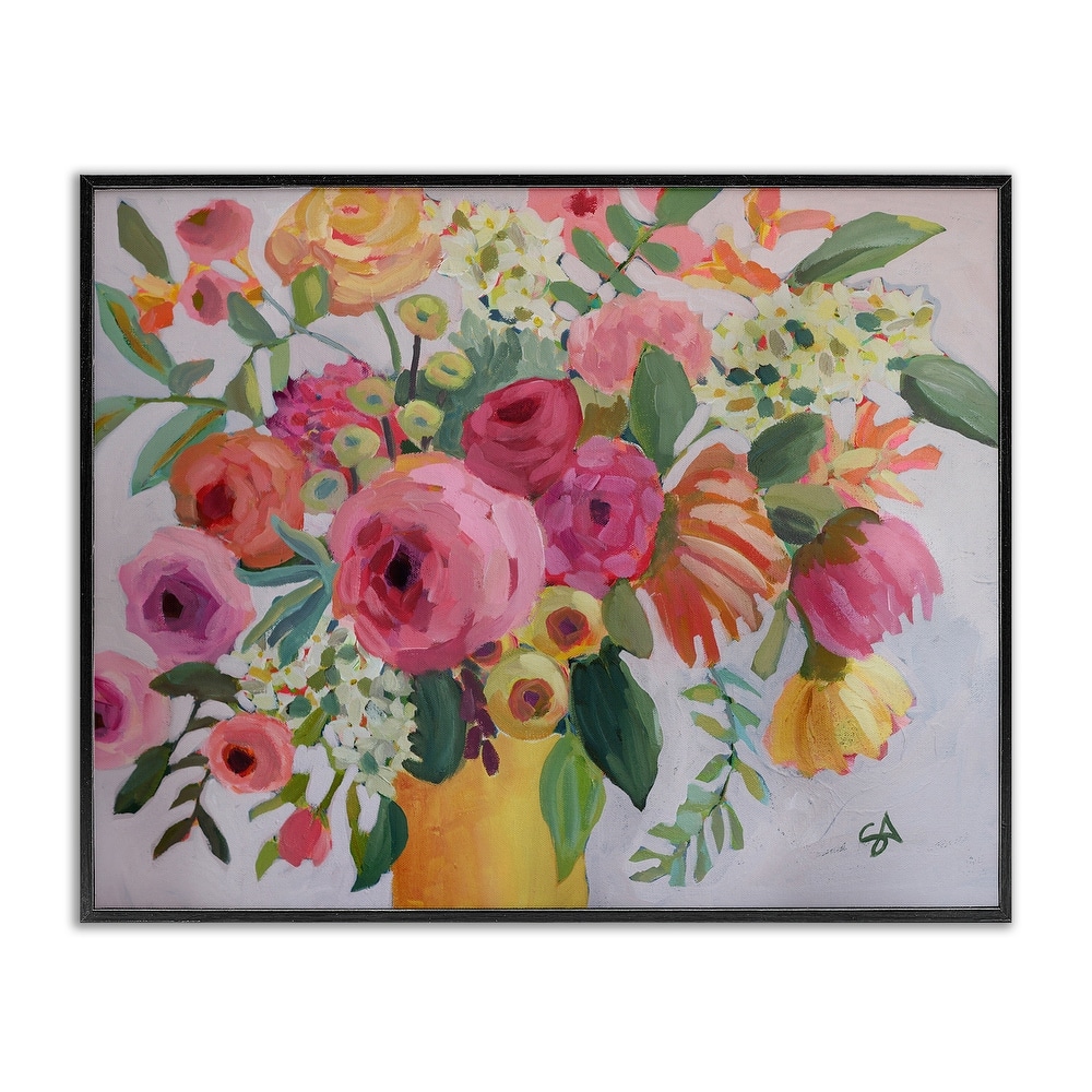 Stupell Assorted Flowers in Pink & Yellow Framed Giclee Art Design By Suzanne Allard