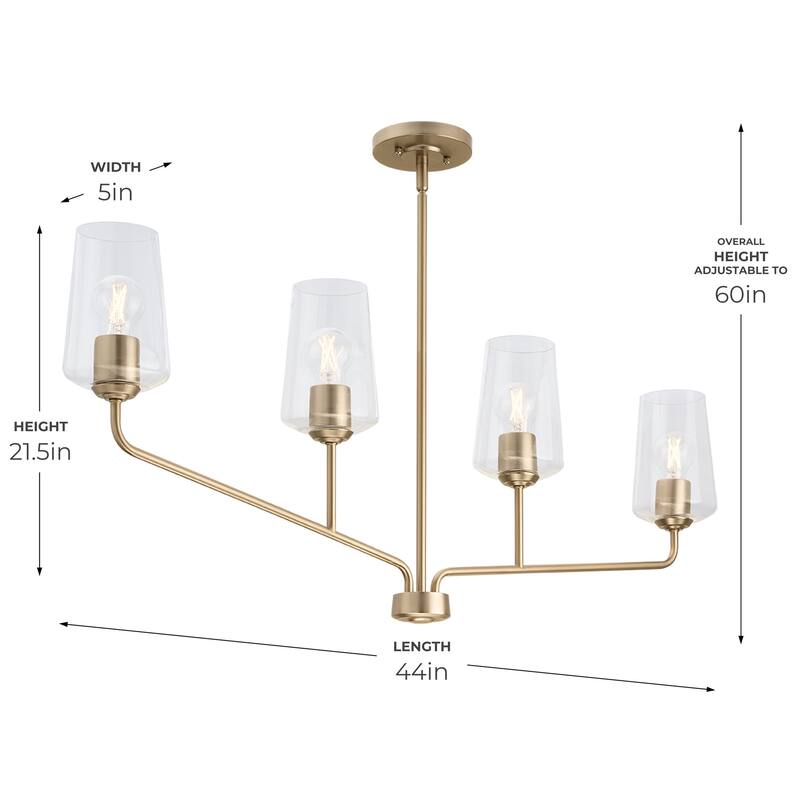 Progress Lighting P400441 Celino 4 Light 44" Wide Linear Chandelier