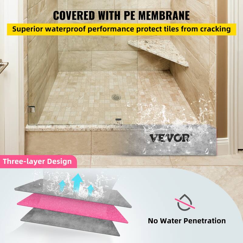 VEVOR Cuttable Waterproof XPS Foam Shower Curb PE Waterproof Membrane
