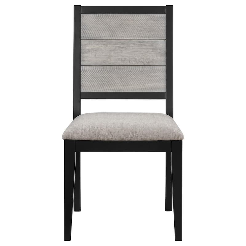 Black/Gray Fabric Upholstered Wood Frame Dining Chair, Set of 2, Sturdy Dining Chair for Dining Rooms - 21.75
