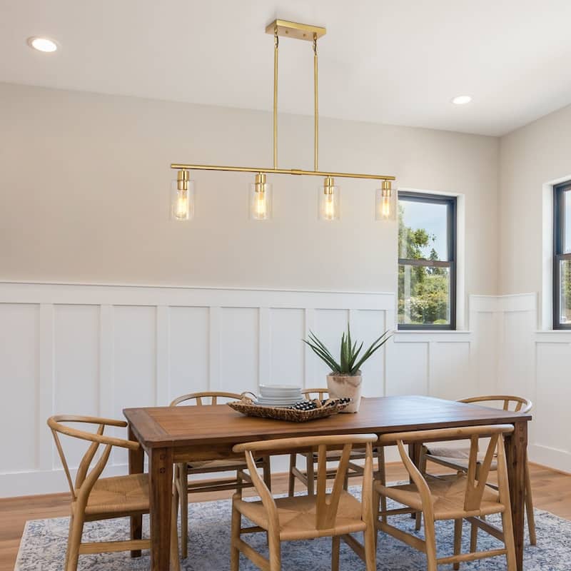 4-Light 43.7"W Kitchen Pendant Lighting witn Clear Glass Shades