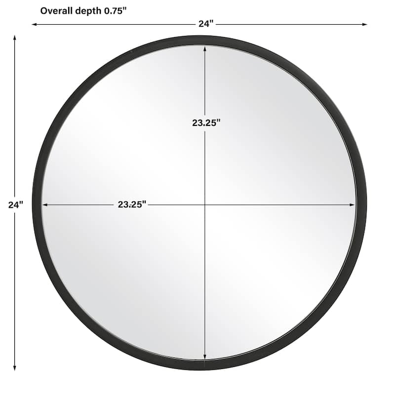 Copper Grove Matte Black Metal Round Wall Mirror