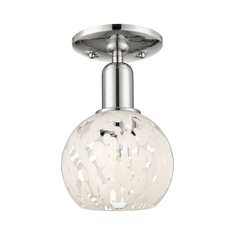 Innovations Lighting 716-1C-10-6 White Mouchette Semi-Flush White - Polished Nickel / White Mouchette